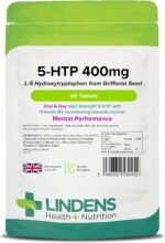 Lindens - 5 HTP 400mg, 60 Tablets - 1-A-Day, UK Made - 50mg Griffonia Simplicifolia Seed Extract 8:1, with Vitamin B5 - Mental Performance - Letterbox Friendly, Vegan - Image 2
