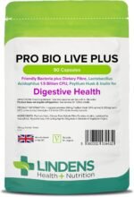 Lindens - Pro Bio Live Plus Dietary Fibre - 90 Capsules - UK Made - Lactobacillus Acidophilus, 1.5 Billion CFU with Psyllium Husk & Inulin, Healthy Digestion - Letterbox Friendly, Vegan - Image 2