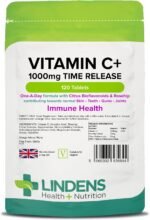 Lindens Vitamin C+ 1000mg - 120 Tablets - Time Release Tablets with Citrus Bioflavonoids and Rosehip - Contributes to Immune System Health, Reduces Tiredness and Supports Healthy Skin and Teeth - Image 2