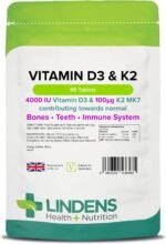 Lindens Vitamin D3 4000IU & MK7 K2 | 90 Tablets | UK Made | Immune Health, Bones, Teeth, Muscle, Blood Calcium Absorption | High Strength Vitamin D & K2 Supplement | 3 Months Supply | Vegetarian - Image 2