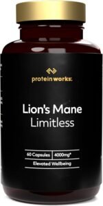 Lion's Mane Limitless, 4000mg Super Strength Lions Mane Supplement with Vitamin B6, 12:1 Extract, Supports Cognitive Function, Energy & Mental Clarity, 60 Capsules - Protein Works - Image 2