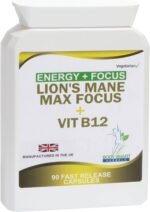 Lion's Mane Mushroom with Vitamin B12 Supplement, 90 Vegetarian Capsules, Energy and Focus Support - Image 2