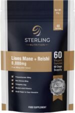 Lions Mane + Reishi Vegan Capsules for Adults, Pack of 60 Supplements (2 Months) | High Strength 8000mg, B Vitamins & Black Pepper to Support Energy, Sleep, Brain & Liver Health | STERLING NUTRITION - Image 2