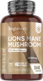 Lions Mane Supplement 2000mg with Black Pepper - 365 Vegan Tablets - 1 Year Supply - 50% Polyphenols - Alternative to Lions Mane Powder & Capsules - Image 2