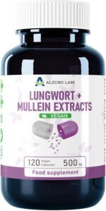 Lungwort & Mullein 500mg – 120 Vegan Capsules | High Strength Herbal Complex 4:1 Extract | Equivalent to 2,000mg | Respiratory & Immune Support | GMP Certified | 3rd Party Lab Tested - Image 2