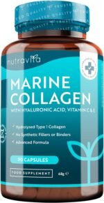 Marine Collagen 1000mg Enhanced with Hyaluronic Acid 100mg - 90 Super Strength Capsules - Hydrolysed Collagen Supplements - Vitamin C, Vitamin E, Vitamin B2, Zinc, Copper - Made in The UK by Nutravita - Image 2