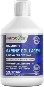Marine Collagen Liquid 10000mg | Sugar Free | Hydrolysed Collagen Peptides | Hyaluronic Acid, Biotin, Silica, Vitamin C, Vitamin D3 | Skin, Hair, Nails | Liquid Collagen Supplement for Women & Men - Image 2