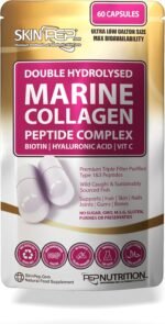 Marine Collagen Pure 100% (60 Capsules) Type 1 Hydrolysed Collagen Peptides Enhanced with Hyaluronic Acid & Vitamin C -Essential Amino Acids - Collagen Supplements for Women and Men by SkinPep - Image 2