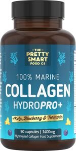Marine Collagen Supplements For Women - with Hyaluronic Acid, Biotin, Blueberry & Vitamins - 1400MG - Pure Hydrolyzed Peptides - 45 Day Supply - 90 Capsules (not tablets) - UK Made - Pretty Smart Food - Image 2