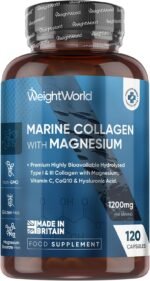 Marine Collagen with Magnesium Supplement - 1200mg - 120 Capsules - with Zinc, Vitamin C, CoQ10, Hyaluronic Acid & Bamboo - Type 1 & 3 Fish Collagen Supplements for Women & Men - Made in The UK - Image 2