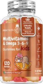 Multivitamin for Kids - 120 Natural Raspberry & Orange Flavour Chewable Gummies (2 Month Supply) - Low-Sugar Childrens Multivitamins with Zinc & Omega 3, 6 & 9 - Vegetarian Vitamins for Kids - Image 2