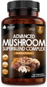 Mushroom Complex - Lions Mane + Cordyceps Chaga Reishi Shiitak,Maitake Mushroomss Blend - High Potency Supplement - Made in The UK - 120 Tablets - Image 2
