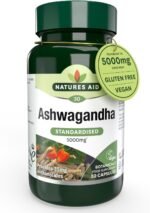 Natures Aid Ashwagandha 5000mg - 30 Tablet Capsules - Natural Pure High Strength Ashwagandha Root Extract Supplement - Vegan Gluten Lactose Free - Not Ashwagandha Gummies or Powder - 1 Months Supply - Image 2