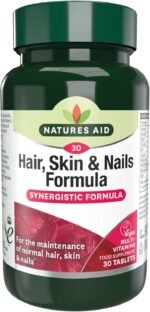 Natures Aid Hair, Skin & Nails Formula – High Potency Support for Growth, Strength & Radiance – Vegan, Gluten-Free, Non-GMO Supplement – Natural Health Supplement – 30 Tablets - Image 2