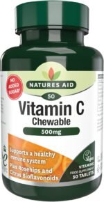 Natures Aid Vitamin C 500mg 50 Chewable Tablets – Supports Immune System & Skin Health - High Strength, Sugar Free, Vegan, Non-GMO – Antioxidant Supplement - Image 2