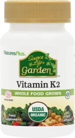 NaturesPlus Source of Life Garden Organic Vitamin K2-120 mcg Organic Vitamin K2 MK7 (Menaquinone-7) from Fermented Chickpeas - Vegan, Gluten Free - 60 Capsules - Image 2
