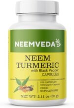 Neem Turmeric Capsules with Black Pepper 120 Veg Capsules (Detox, Eczema, Skin Supplement) - Image 2