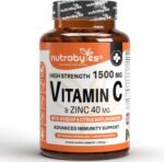 Nutrabytes High Strength 1,500mg Vitamin C & 40mg Zinc Supplement, 60 Capsules | Advanced Immune Support with Rosehip & Citrus Bioflavonoids for Healthy Skin & Joints | 1 Month Supply of Vegan Tablets - Image 2