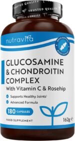 Nutravita Glucosamine and Chondroitin High Strength with Vitamin C Turmeric Ginger and Rosehip, 180 Capsules Made in The UK Food Supplements - Image 2