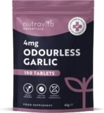 Odourless Garlic Tablets - High Strength Garlic Supplement - 180 Vegan Tablets (Alternative to Capsules) – 6 Month Supply - Easy to Swallow - Letterbox Friendly - Made in The UK by Nutravita - Image 2