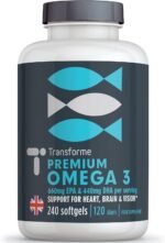 Omega 3 Fish Oil 2000mg, 2 x 1000mg Capsules High Strength Serving 660mg EPA and 440mg DHA, 240 Omega 3 Fatty Acids Softgels Supporting Heart, Brain and Eye Health, 4 Month Supply from Transforme - Image 2