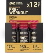 Optimum Nutrition Gold Standard Pre-Workout Energy Shot, Ready to Drink Food Supplement with Beta Alanine, Caffeine, PerforMelon Boost and Vitamin B6 and B12, Mixed Berry Flavour, 12-Pack, 12 x 60 ml - Image 2
