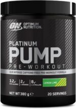 Optimum Nutrition ON Platinum Pump Pre-Workout, Intense Caffeine-Free Pre-Workout Food Supplement with Fruitflow, Beta-Alanine, L-Arginine, L-Citrulline, Lemon Lime Flavour, 20 Servings, 380 g - Image 2
