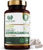 Organic High Concentration Full Spectrum KSM-66 ASHWAGANDHA with 5% Withanolides and Black Pepper, Made in Britain by Royal Oak Health, 60 Capsules - Image 2