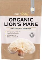 Organic Lions Mane Mushroom Powder 200g - High Strength Full Spectrum Fruiting Body Mushroom Supplement to Support Brain & Mental Performance by Inner Vitality (Large) - Image 2