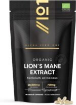 Organic Lions Mane Supplement 28,000mg – 50% Polysaccharides (700mg) – 90 Vegan Capsules – High Strength Mushroom Supplement – Resealable and Recyclable Pouch – by Alpha01 - Image 2