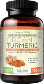 Organic Turmeric Curcumin Capsules 1420mg High Strength Serving with Black Pepper & Ginger for Maximum Absorption of Curcumin | 120 Veg Capsules - Certified Organic Supplement - Image 2
