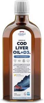 Osavi Norwegian Cod Liver Oil + D3, 1000 mg Omega 3, Lemon – 250 ml | High in DHA & EPA for Brain, Heart & Vision Health | Supports Immune System Function | Sustainably Sourced from Wild Atlantic Cod - Image 2