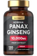 Panax Ginseng High Strength 10,000mg | 120 Tablets | Korean Panax Ginseng from Extract | Suitable for Vegetarians and Vegans | by Horbaach - Image 2