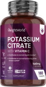 Potassium Supplement with Vitamin C 1460mg | 3 Months Supply | 180 Tablets | Electrolytes Tablets | Bioavailable Potassium Citrate Form | Non-GMO, Gluten-Free & Vegan-Friendly | Made in The UK - Image 2