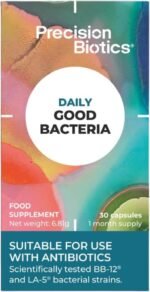 PrecisionBiotics Daily Good Bacteria - Daily Gut Health Probiotics Supplement - BB-12 and LA-5 Bacterial Culture Strains + FOS fibers - 30 Capsules - Image 2