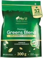 Premium Greens Powder | 300g - 32 Active Ingredients - 60 Servings - Ashwagandha KSM-66®, Matcha, Digestive Enzymes, Probiotics and Electrolytes - Unflavoured, Unsweetened, Vegan - Nu U Nutrition - Image 2
