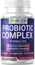 Probiotic Complex - Vegetarian 18 Premium Strains - 10 Billion CFU - Digestive and IBS Support Supplement with Lactobacillus Acidophilus & Bifidobacterium - One a Day - 30 Capsules - Image 2