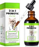 Probiotics for Cats, 3-in-1 Cat Probiotics with Prebiotic and Enzymes, Cat Diarrhea Treatmen Supplement - Support Gut Health, Diarrhea & Constipation Relief for All Breed Size Age, Bacon Flavor, 60ml - Image 2