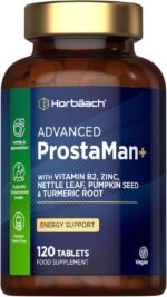 ProstaMan+ Supplement for Men | Complex Formula with Pumpkin Seed, Nettle Leaf, Vitamin B2, Zinc and Turmeric Root | 120 Vegan Tablets | by Horbaach - Image 2