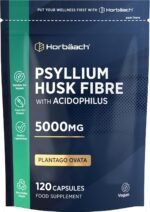 Psyllium Husk Capsules 5000mg with Acidophilus | Natural Soluble Fibre Supplement with ProBio | Plantago Ovata Seed Husk Extract | 120 Vegan Capsules | by Horbaach - Image 2