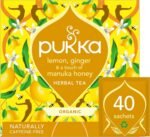 Pukka Herbs Organic Lemon, Ginger and Manuka Honey Herbal Tea Box - 40 Plant Based Biodegradable Tea Bags - Immune Boosting Infusion With Turmeric - For Daily Support - Caffeine Free - Image 2