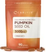 Pumpkin Seed Oil 3000mg - 60% Linoleic & Oleic Acid | 100% Cold Pressed | 90 Softgel Capsules | Naturally Rich in Essential Fatty Acids | Carlyle - Image 2