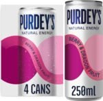Purdey's Natural Energy Berry & Dragon Fruit 250ml Can (Pack of 4) - Image 2