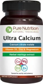 Pure Nutrition Ultra Calcium Citrate Malate | 1000mg Highly absorbable Calcium Supplement with Citrate Malate, Vitamin D3, Zinc and Magnesium | Non-GMO | Gluten-Free | 90 Veg Tabs - Image 2