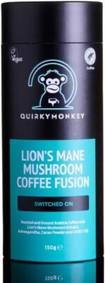 Quirky Monkey- 'Switched On' - Ground Arabica Coffee with Lion's Mane Mushroom Fusion - Energy, Focus & Clarity - with Ashwagandha, Maca, Cacao, C8 MCT Oil - Rainforest Alliance Certified - 150g Tube - Image 2