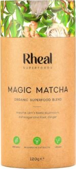 Rheal Magic Matcha, 120g (60 Servings), Organic Ceremonial Grade Japanese Matcha Green Tea Powder, With Lion’s Mane Mushroom & Ashwagandha, Vegan Superfood for Focus & Energy - Image 2