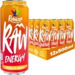 Rubicon RAW 12 Pack Orange & Mango 500ml Energy Drink, 20% Real Fruit Juice, High caffeine with B-Vitamins, Ginseng & Guarana, No Artificial Colours or Flavours, Reduce Tiredness & Boost Energy - Image 2