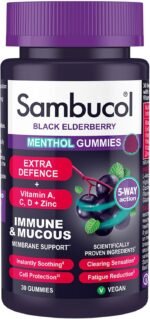 Sambucol Natural Black Elderberry Extra Defence Menthol Gummies |Vitamin A | Vitamin C | Vitamin D | Zinc |Advanced Immune Support Supplement| 30 Gummies - Image 2