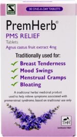 Schwabe Pharma - Premherb PMS Relief - Agnus Castus Fruit Extract 4mg - Traditionally Used for Relief of Breast Tenderness, Mood Swings, Menstrual Cramps, Bloating - 30 Tablets - Image 2