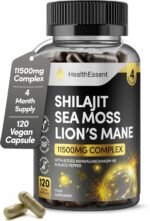 Sea Moss Shilajit Lion Mane 3 in One, with Added Ashwagandha and Black Pepper, 11500mg Superfood Blend for Vitality & Immunity, Energy and Brain Health - 120 Vegan Capsules by HealthEssent - Image 2